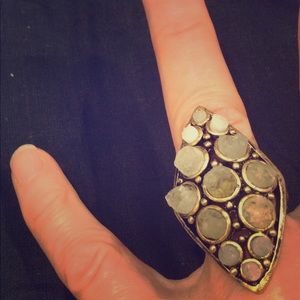 Natural Quartz Bronze Ring Size 6